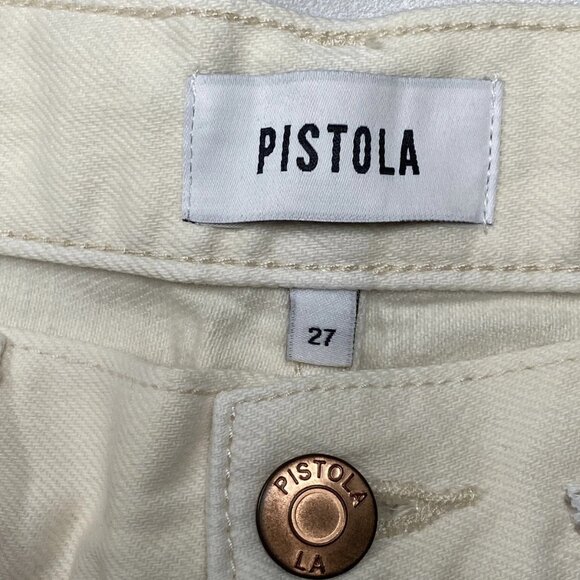 Pistola Women’s Saige High Rise A-Line Denim Shorts Size 27 Eggshell/Ivory - Picture 5 of 7